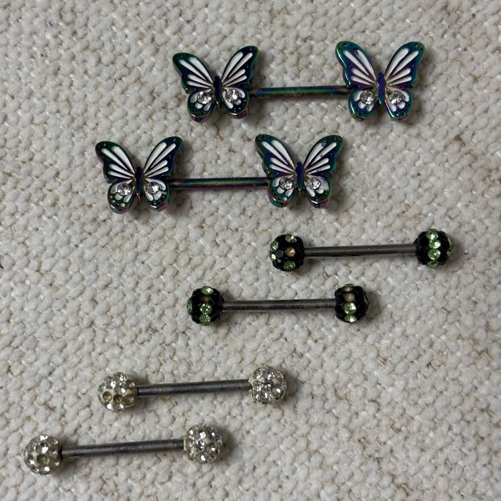 Set of 3 stainless steel customized piercing jewelry